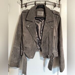 Blank NYC Charcoal Grey Suede Leather Jacket Women’s Moto Style Jacket